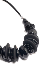 Coated Black Mixed Disc & Ball Cord Necklace - link has visual effect only