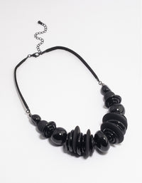 Coated Black Mixed Disc & Ball Cord Necklace - link has visual effect only