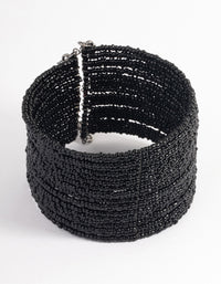 Coated Black Small Beaded Cuff Bangle - link has visual effect only