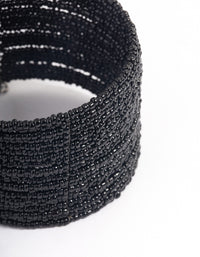 Coated Black Small Beaded Cuff Bangle - link has visual effect only