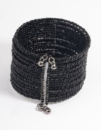 Coated Black Small Beaded Cuff Bangle - link has visual effect only