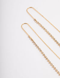 Gold Plated Diamante Chain Threader Drop Earrings - link has visual effect only