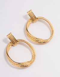 Gold Plated Braided Door Knocker Earrings - link has visual effect only