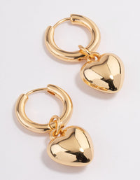 Gold Plated Puffy Heart Huggie Earrings - link has visual effect only