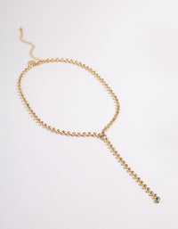 Gold Plated Large Diamante Y-Necklace - link has visual effect only