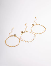 Gold Plated Stone Chain Multi Bracelet Pack - link has visual effect only