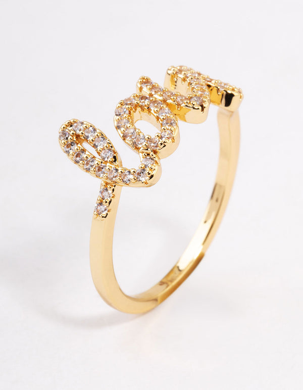 Gold Plated Love Script Ring - Lovisa