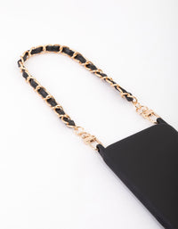 Black Faux Leather Wrist Phone Strap - link has visual effect only