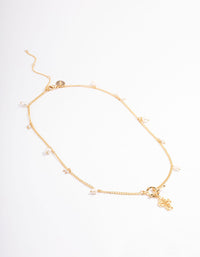 Gold Plated Freshwater Pearl Charm FOB Charm Necklace - link has visual effect only