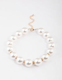 Gold Oversized Pearl Ball Necklace - link has visual effect only