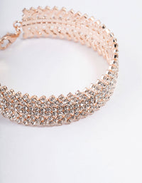 Rose Gold Spiky Four Row Diamante Bangle Cuff - link has visual effect only