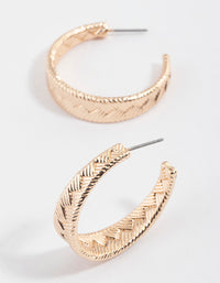 Gold Zig Zag Texture Hoop Earrings - link has visual effect only