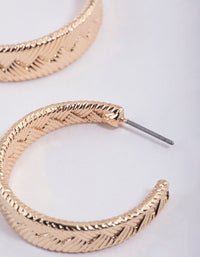 Gold Zig Zag Texture Hoop Earrings - link has visual effect only