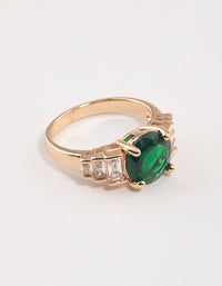 Gold & Emerald Green Round Baguette Ring - link has visual effect only