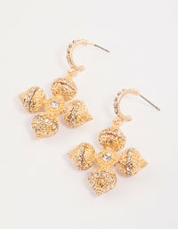 Gold Diamante Fancy Cross Drop Earrings - link has visual effect only