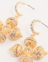 Gold Diamante Fancy Cross Drop Earrings - link has visual effect only