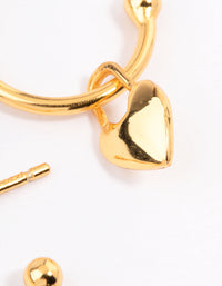 Gold Plated Sterling Silver Heart Charm Hoop Earrings - link has visual effect only