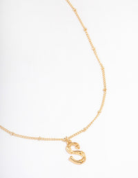 Letter 'S' Gold Plated Bamboo Initial Necklace - link has visual effect only