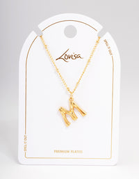 Letter 'M' Gold Plated Bamboo Initial Necklace - link has visual effect only