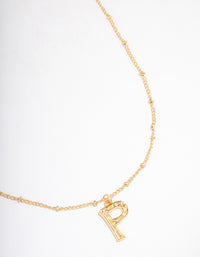 Letter 'P' Gold Plated Bamboo Initial Necklace - link has visual effect only