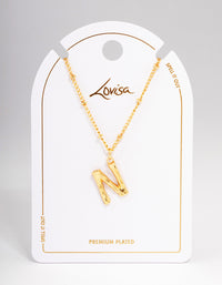 Letter 'N' Gold Plated Bamboo Initial Necklace - link has visual effect only