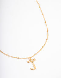 Letter 'J' Gold Plated Bamboo Initial Necklace - link has visual effect only