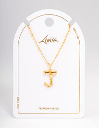 Letter 'J' Gold Plated Bamboo Initial Necklace - link has visual effect only