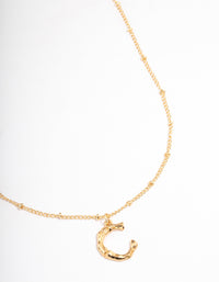 Letter 'C' Gold Plated Bamboo Initial Necklace - link has visual effect only