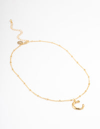 Letter 'C' Gold Plated Bamboo Initial Necklace - link has visual effect only