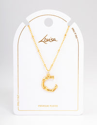 Letter 'C' Gold Plated Bamboo Initial Necklace - link has visual effect only