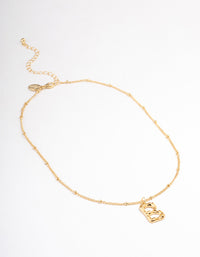 Letter 'B' Gold Plated Bamboo Initial Necklace - link has visual effect only