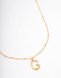 Letter 'G' Gold Plated Bamboo Initial Necklace - link has visual effect only