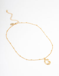 Letter 'G' Gold Plated Bamboo Initial Necklace - link has visual effect only