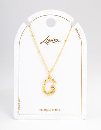 Letter 'G' Gold Plated Bamboo Initial Necklace - link has visual effect only