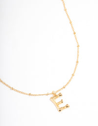 Letter 'E' Gold Plated Bamboo Initial Necklace - link has visual effect only