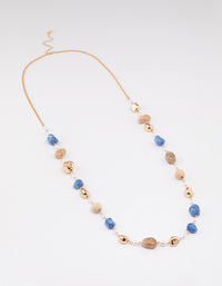 Gold Mixed Beaded Long Necklace - Lovisa