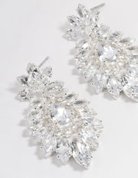 Silver Plated Cubic Zirconia Marquise Statement Drop Earrings - link has visual effect only