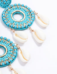 Gold Beaded Disc Statement Earrings - link has visual effect only