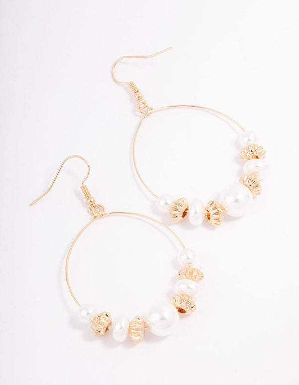 Mixed Pearl & Beaded Wire Drop Earrings