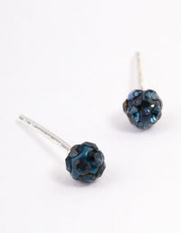 Sterling Silver Pave Ball Stud Earrings - 4mm - link has visual effect only