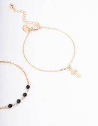 Gold Round Beaded & Cross Anklet Pack - link has visual effect only