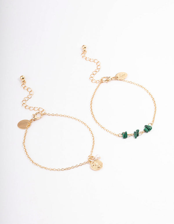 Green Chip & Coin Anklet Pack