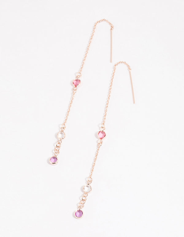 Rose Gold Circle Thread Through Earrings