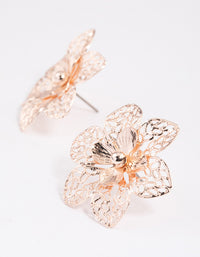 Rose Gold Filigree Flower Stud Earrings - link has visual effect only