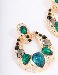 Green Mixed Stone Doorknocker Drop Earrings - link has visual effect only