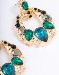 Green Mixed Stone Doorknocker Drop Earrings - link has visual effect only