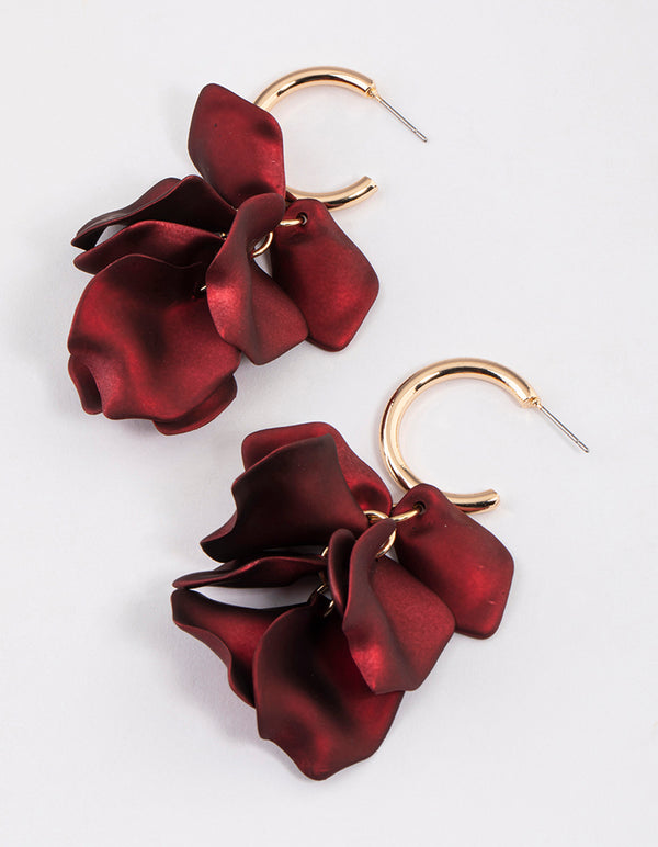 Gold Coated Petal Huggie Earrings