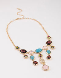 Gold Large Jewel Pendant Necklace - link has visual effect only