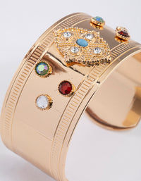 Gold Mixed Stone Cuff Bangle - link has visual effect only