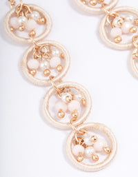 Gold Loop Link Pearly Drop Earrings - link has visual effect only